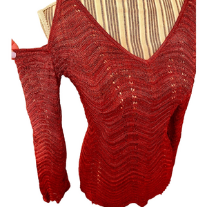 💕INC International Concepts cut-out metallic top rust, copper & gold size large